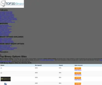 Top20Binary.com(Top Binary Options Sites) Screenshot