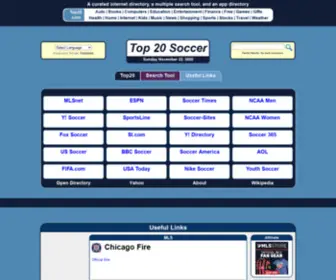 Top20Soccer.com(Best Websites for Soccer) Screenshot