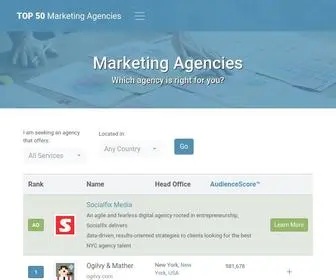 Top50Adagencies.com(Top marketing agencies) Screenshot