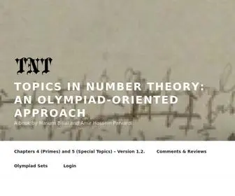 Topicsinnumbertheory.com(A book by Masum Billal and Amir Hossein Parvardi) Screenshot