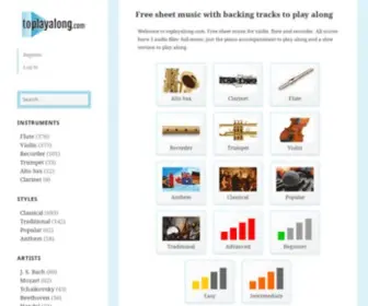 Toplayalong.com(Sheet music with backing track to play along) Screenshot