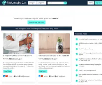 Toplistingsite.com(List your site FREE on and improve organic search) Screenshot