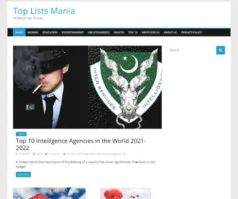 Toplistsmania.com(Top Lists Mania) Screenshot