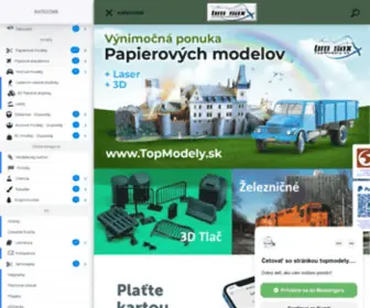 Topmodely.sk(Obchod ponúkajúci sortiment pre modelárov. Papierové modely a plastové modely) Screenshot
