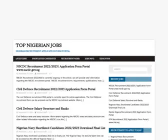 Topnigerianjobs.com(Nigerian Recruitment Application Form Portal) Screenshot