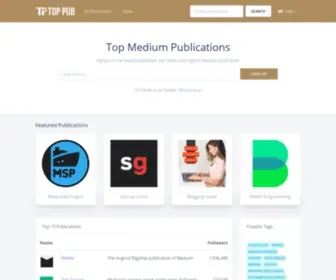 Toppub.xyz(A Leaderboard for Medium Publications) Screenshot