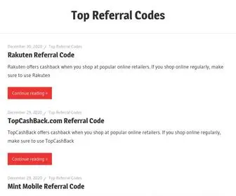 Topreferralcodes.com(The Best Referral Codes Online) Screenshot