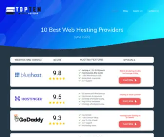 Topten-Websitehosting.com(Top 10 Web Hosting Services of 2020) Screenshot