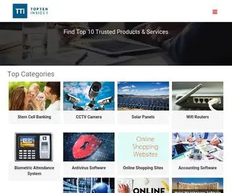 Topteninsider.com(Top 10 Trusted Products & Services in India) Screenshot