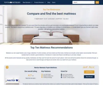 Toptenmattresses.com(Top Ten Mattresses) Screenshot