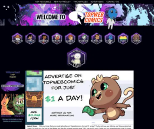 Topwebcomics.com(Top Web Comics) Screenshot