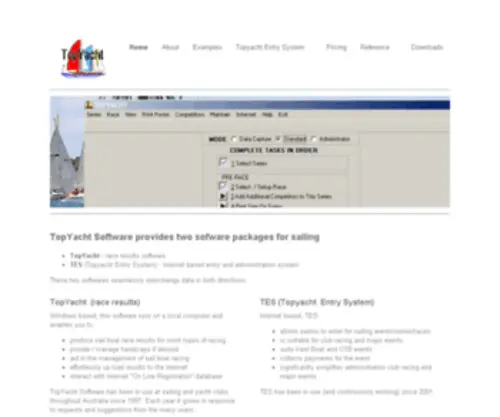 Topyachtsoftware.com(TopYacht sail boat race results and handicapping software) Screenshot