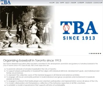 Torontobaseball.ca(Toronto Baseball Association TBA) Screenshot