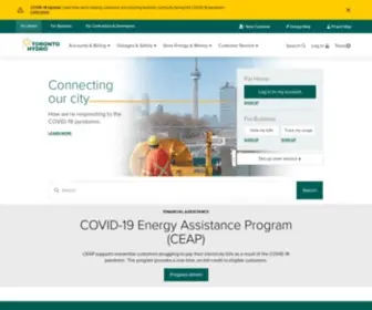 Torontohydro.com(Toronto hydro owns and operates an electricity distribution system) Screenshot