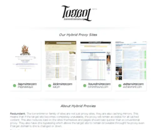 Torrentmirrors.com(Reliable Torrent Site Mirrors) Screenshot