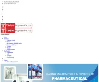 Toshibiopharm.com(Toshi Biopharm Manufacturing companies in india) Screenshot