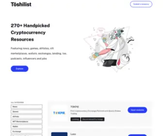 Toshilist.com(Cryptocurrency Directory) Screenshot