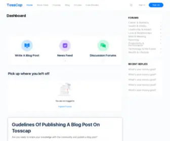 Tosscap.com(Dashboard) Screenshot