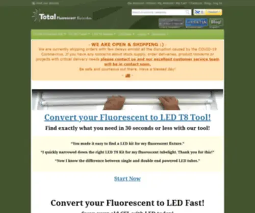 Totalfluorescentretrofits.com(Total Fluorescent Retrofits CFL spirals) Screenshot