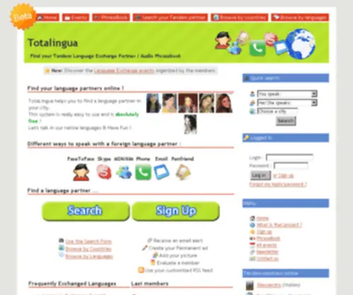 Totalingua.com(Language Exchange partner) Screenshot