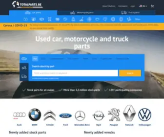 Totalparts.be(Gebruikte, tweedehands auto, motorfiets en vrachtwagen onderdelen) Screenshot