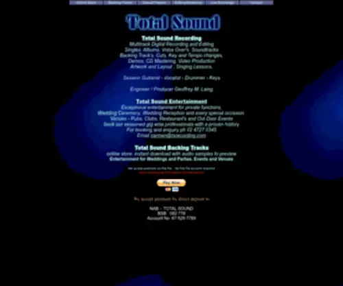 Totalsoundrecording.com(Total Sound Recording) Screenshot