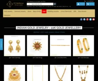 Totaram.com(Totaram Jewelers Online Indian Gold Jewelry store to buy 22K Gold Jewellery and Diamond Jewelry) Screenshot
