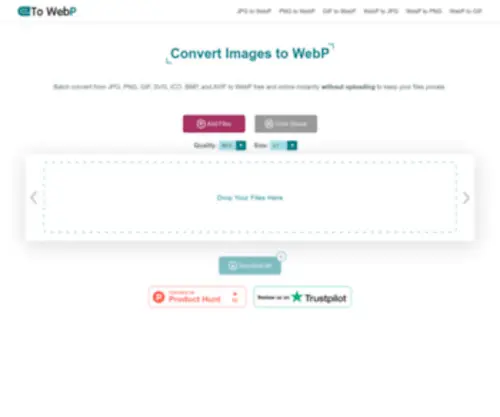 Towebp.io(Free online conversion tool) Screenshot