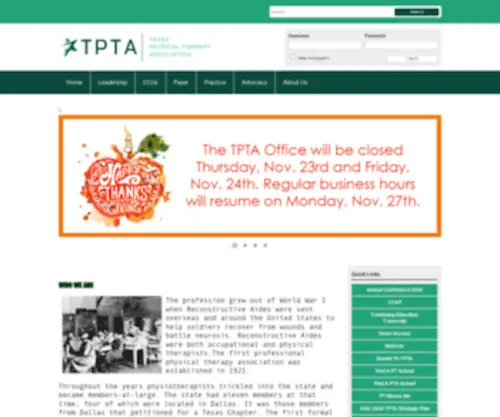 Tpta.org(Texas Physical Therapy Association) Screenshot