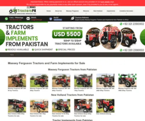 Tractorspakistan.com(Massey Ferguson Tractors and Farm Implements for Sale by Tractors PK) Screenshot