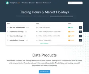 Tradinghours.com(Market Holidays & Trading Hours Data) Screenshot