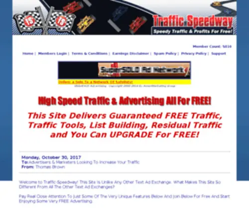 Traffic-Speedway.com(Traffic Speedway Free Ad Exchange) Screenshot