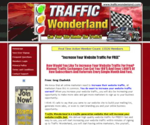 Trafficwonderland.com(Increase Website Traffic) Screenshot