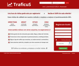 Traficus.com(Visitas gratis de calidad para tus sitios web y videos de YouTube) Screenshot