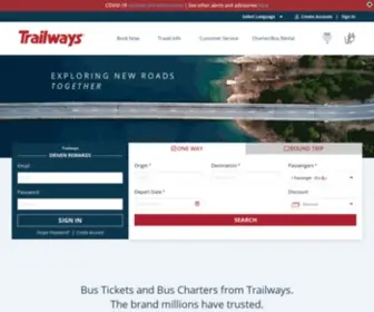 Trailways.com(Bus Tickets and Charter Bus Rentals) Screenshot