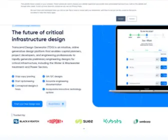 Transcendh2O.com(Automating Wastewater Engineering Design) Screenshot