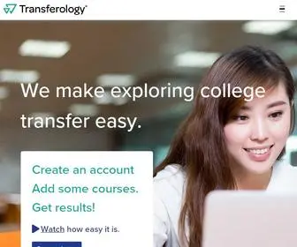 Transferology.com(Transferology shows how courses you have taken or plan to take transfer to another college or university) Screenshot