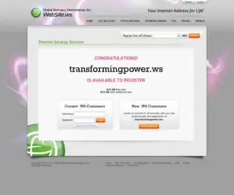 Transformingpower.ws(Your Internet Address For Life) Screenshot