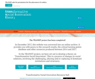 Transitsocialinnovation.eu(TRANSIT will develop a theory of transformative social innovation which) Screenshot