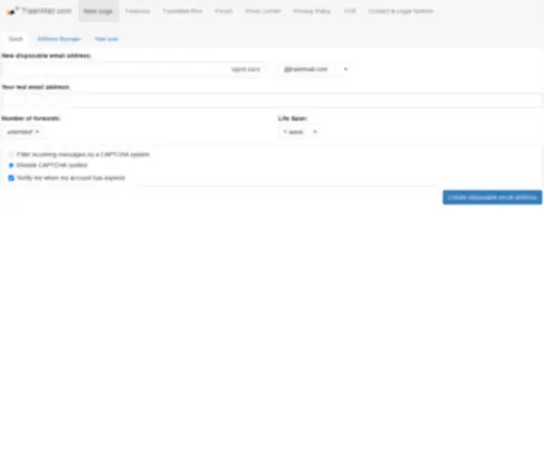 Trash-Mail.at(Disposable email addresses) Screenshot