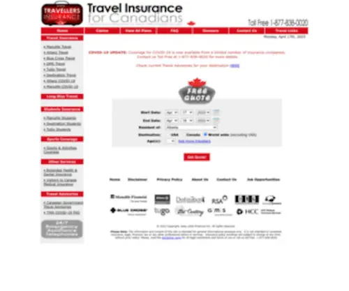 Travellersinsurance.ca(Travellersinsurance) Screenshot