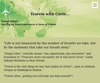 Travelswithcorie.com(Travels with Corie. Travel writer) Screenshot