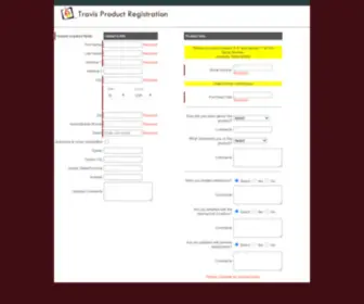 Travisregistration.com(Travis Industries Warranty Registration) Screenshot