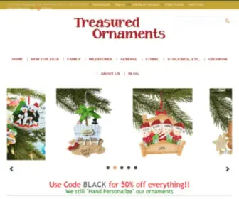 Treasuredornaments.com(1700 Plus Personalized Ornaments for Christmas Family) Screenshot