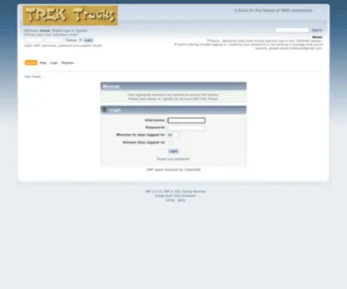 Trektraxs.com(Log in) Screenshot