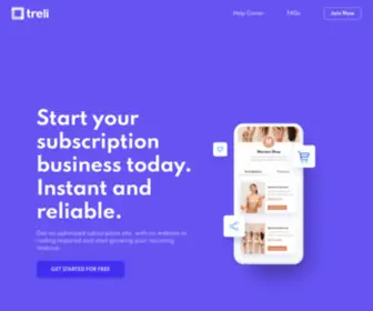 Treli.co(Ecommerce and subscription tools for merchants) Screenshot