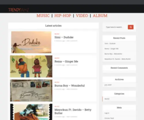 Trendyjamz.com(Home of Unlimited Vibes) Screenshot