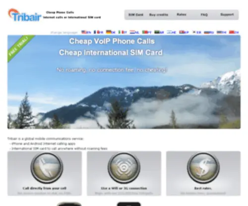 Tribair.com(VoIP calls over WiFi 45% cheaper than Skype) Screenshot