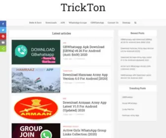 Trickton.com(Tricks, Downloads, How To's, Refer & Earn, Coupon Codes) Screenshot