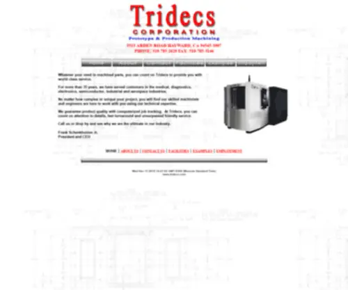 Tridecs.com(Precision CNC Machine Shop) Screenshot